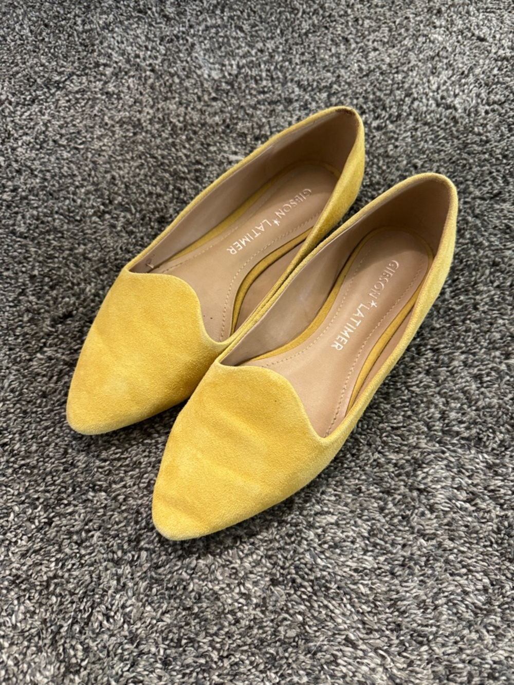 Gibson Latimer Mustard Pointed-Toe Suede Flats